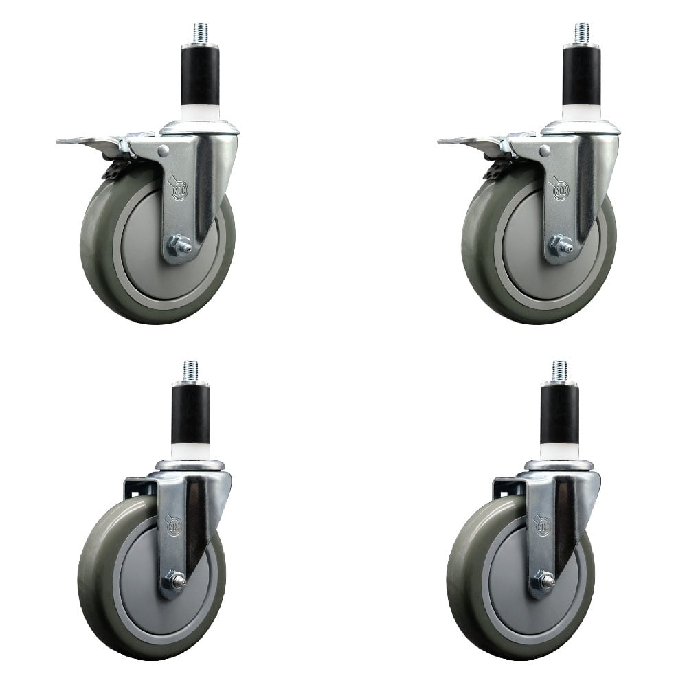 SCC-EXTTL20S514-PPUB-2-S-2-138 Polyurethane Swivel Expanding Stem Caster with 5 in. Gray Wheels & 1.38 in. Stems - Set of 4