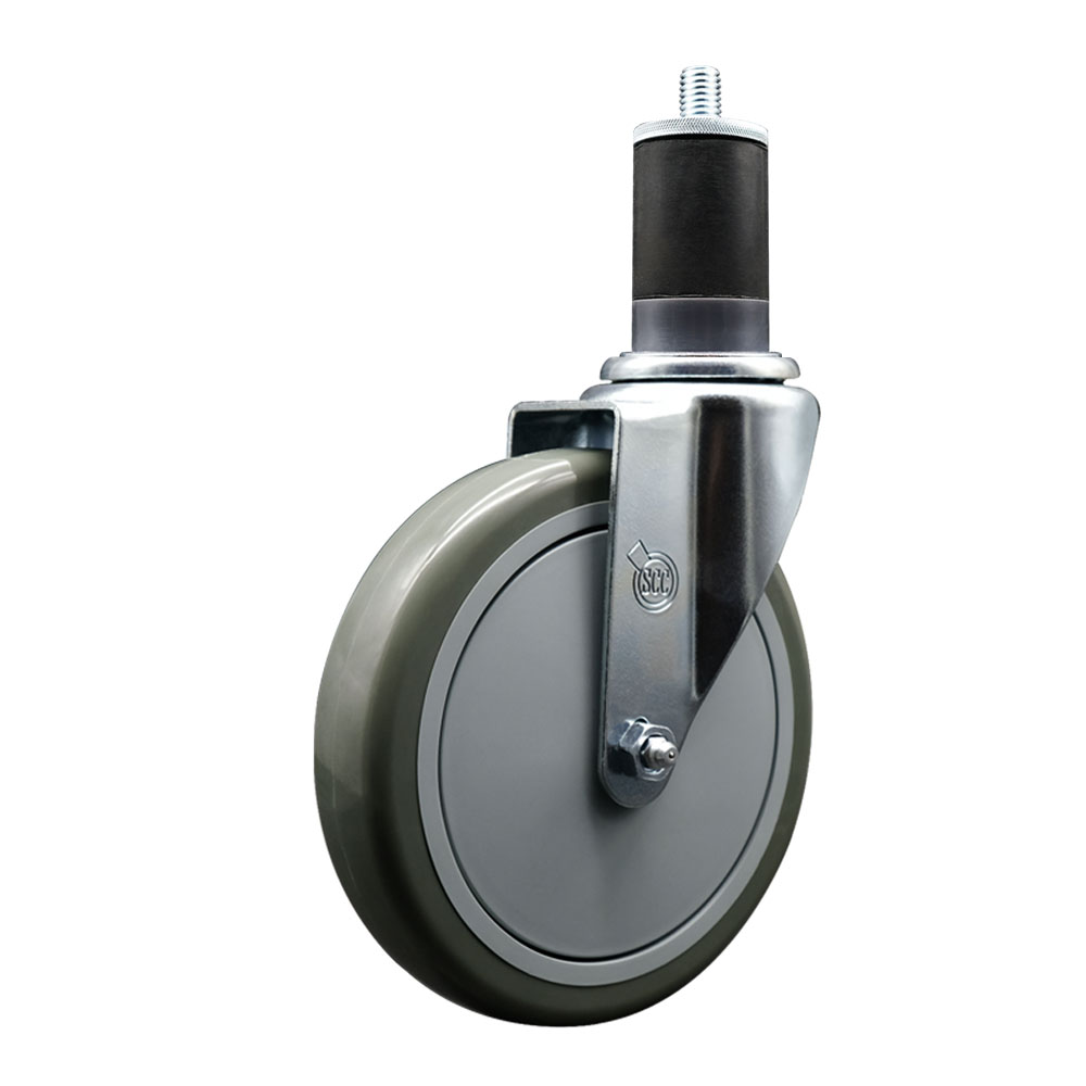 SCC-EX20S614-PPUB-158 Polyurethane Expanding Stem Swivel Caster with 6 in. Gray Wheel & 1.63 in. Stem