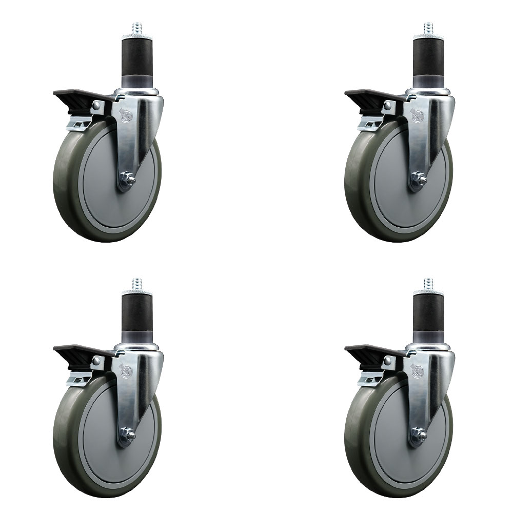 SCC-EX20S614-PPUB-PLB-158-4 Polyurethane Swivel Expanding Stem Caster with 6 in. Gray Wheels & 1.63 in. Stems - Set of 4