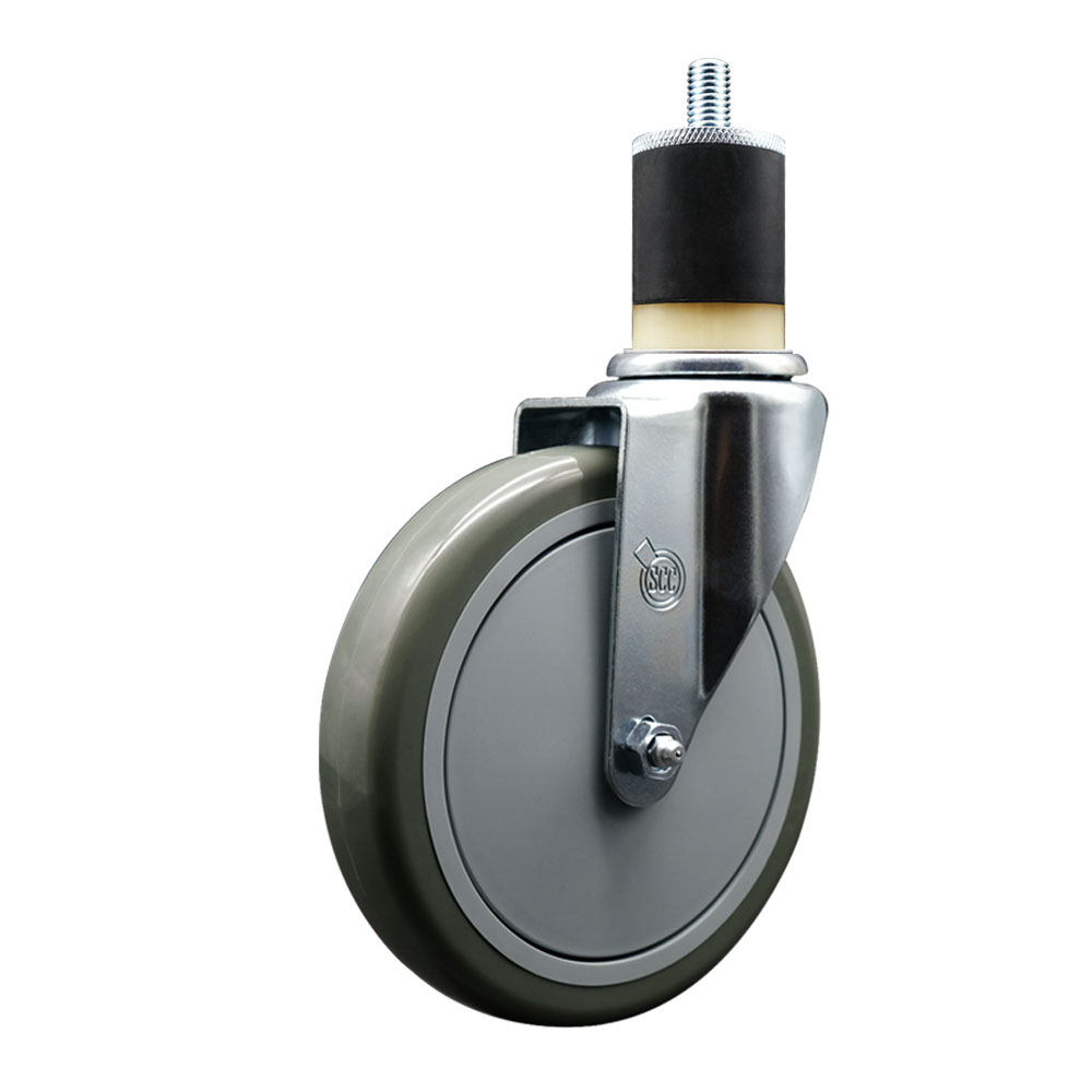 SCC-EX20S614-PPUB-178 Polyurethane Expanding Stem Swivel Caster with 6 in. Gray Wheel & 1.87 in. Stem