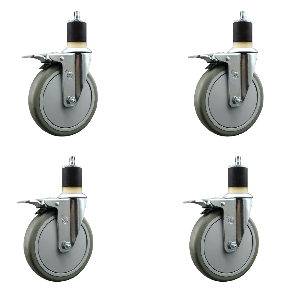 SCC-EXTTL20S614-PPUB-178-4 Polyurethane Swivel Expanding Stem Caster with 6 in. Gray Wheels & 1.87 in. Stems - Set of 4
