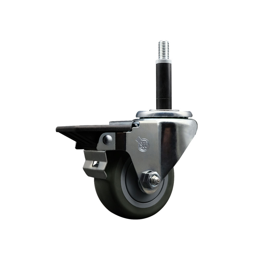 SCC-EX20S314-PPUB-PLB-34 Polyurethane Expanding Stem Swivel Caster with 3 in. Gray Wheel & 0.75 in. Stem & Posi Locking Brake