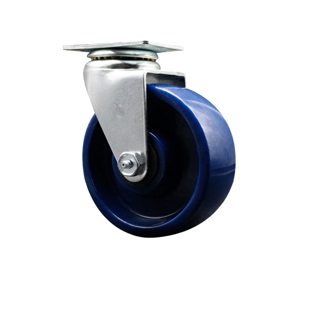 SCC-20S520-SPUB Swivel Top Plate Caster, Blue - 5 in. by 2 in. Solid Polyurethane Wheel Ball Bearing