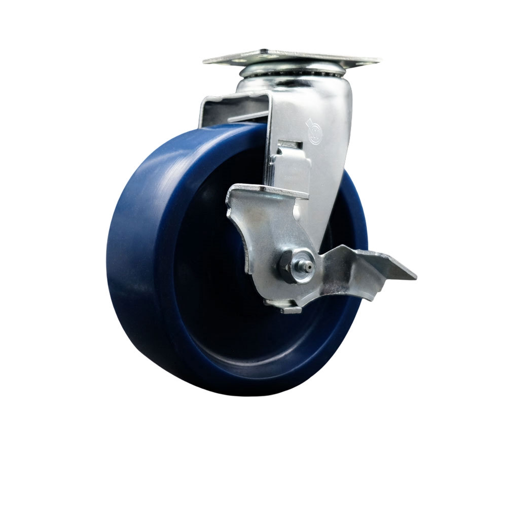 SCC-20S620-SPUB-TLB Swivel Top Plate Caster, Blue - 6 in. by 2 in. Solid Polyurethane Wheel Ball Bearing