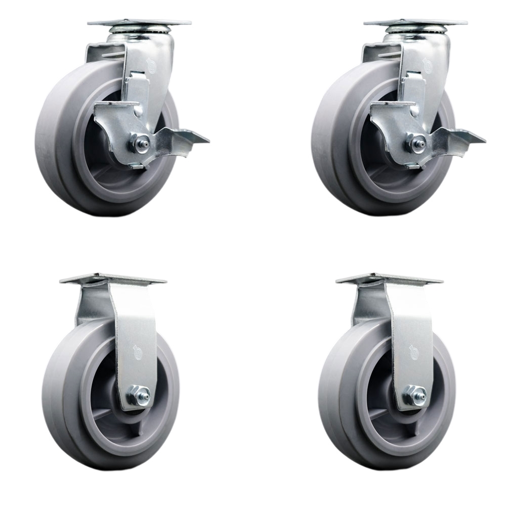 Swivel & Rigid Caster Set - Gray - 6in.x2in. - Set of 4 - High Capacity