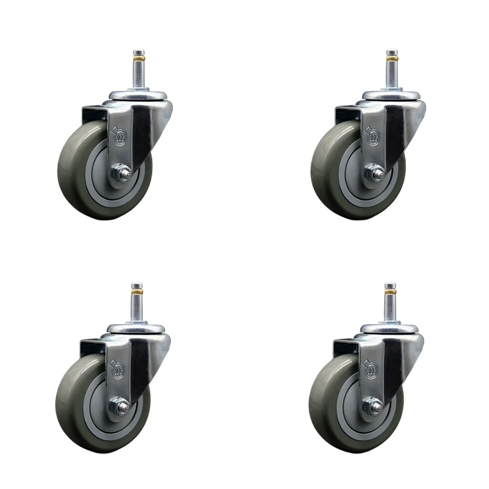 SCC-GR20S3514-PPUB-716138-4 Polyurethane Swivel Grip Ring Stem Caster with 3.5 x 1.25 in. Gray Wheels & 0.43 in. Stems - Set of 4