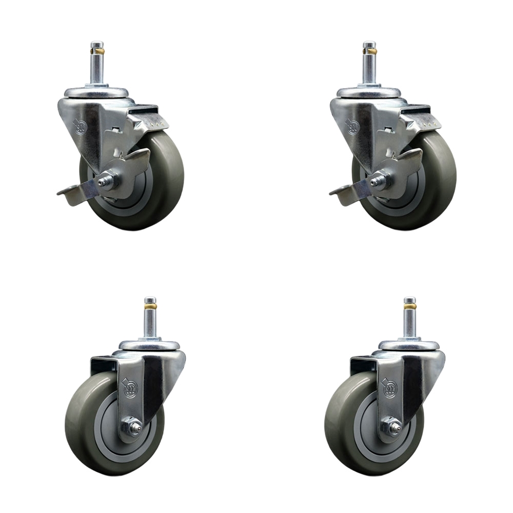 SCC-GR20S3514-PPUB-TLB-716138-2-S-2 Polyurethane Swivel Grip Ring Stem Caster with 3.5 x 1.25 in. Gray Wheels & 0.43 in. Stems - Set of 4