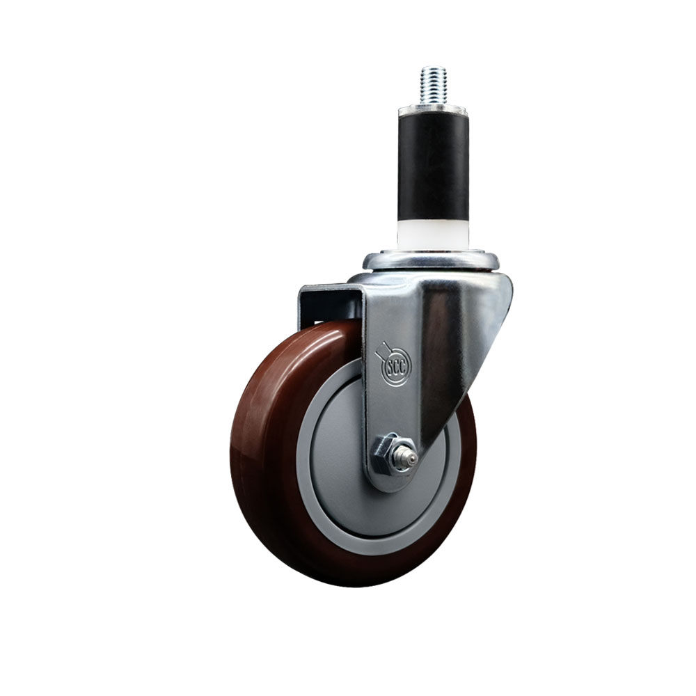 SCC-EX20S414-PPUB-MRN-138 Polyurethane Expanding Stem Swivel Caster with 4 in. Maroon Wheel & 1.38 in. Stem