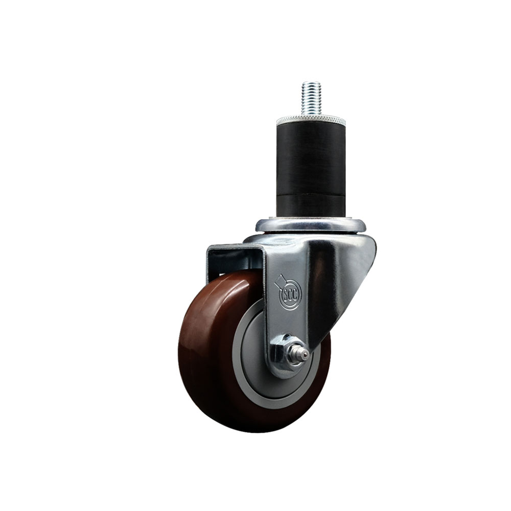 SCC-EX20S314-PPUB-MRN-134 Polyurethane Expanding Stem Swivel Caster with 3 in. Maroon Wheel & 1.75 in. Stem