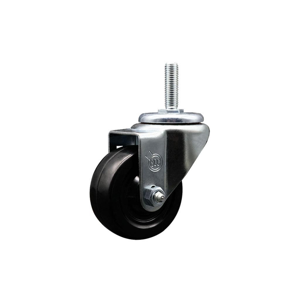 SCC-TS20S314-SRS-34212 Soft Rubber Swivel Threaded Stem Caster with 3 x 1.25 in. Black Wheel & 0.75 in. Stem