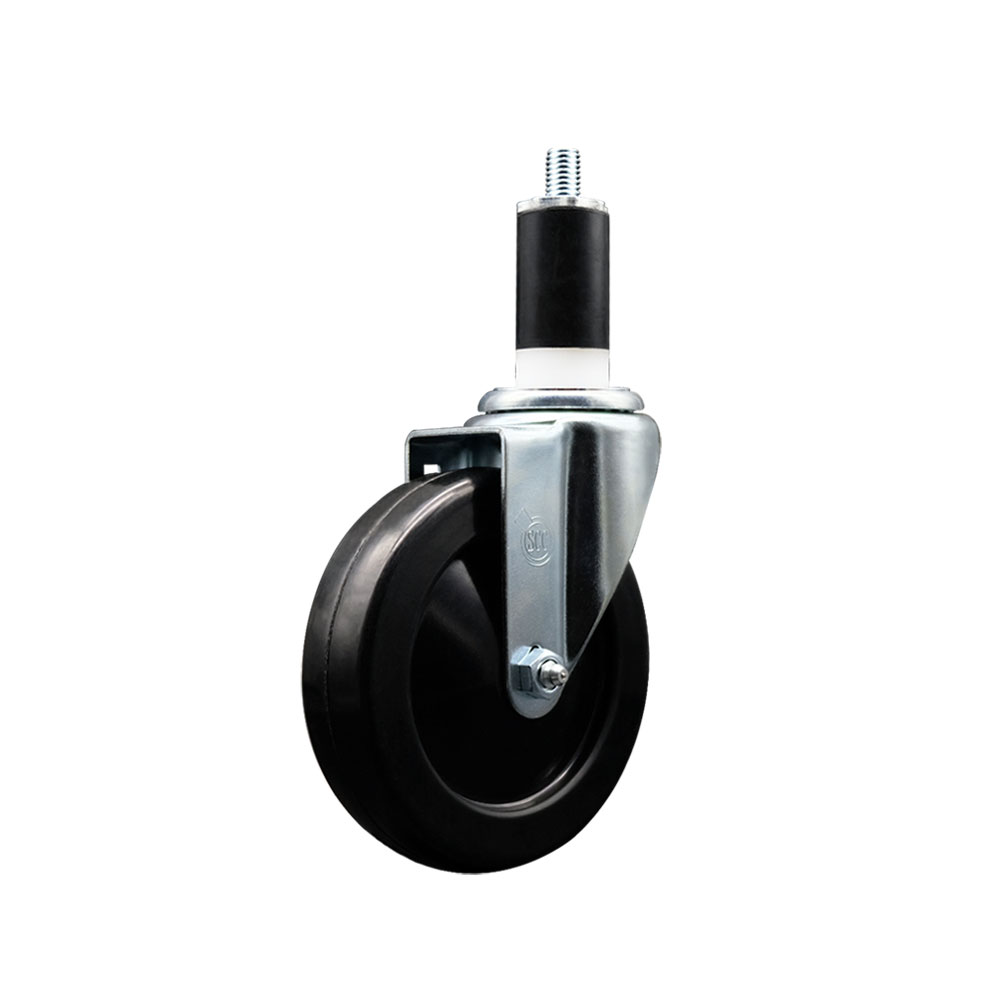SCC-EX20S514-SRS-138 Soft Rubber Expanding Stem Swivel Caster with 5 in. Black Wheel & 1.38 in. Stem