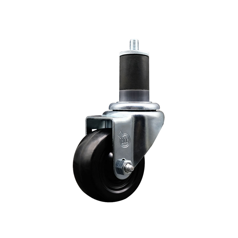 SCC-EX20S314-SRS-158 Soft Rubber Expanding Stem Swivel Caster with 3 in. Black Wheel & 1.63 in. Stem