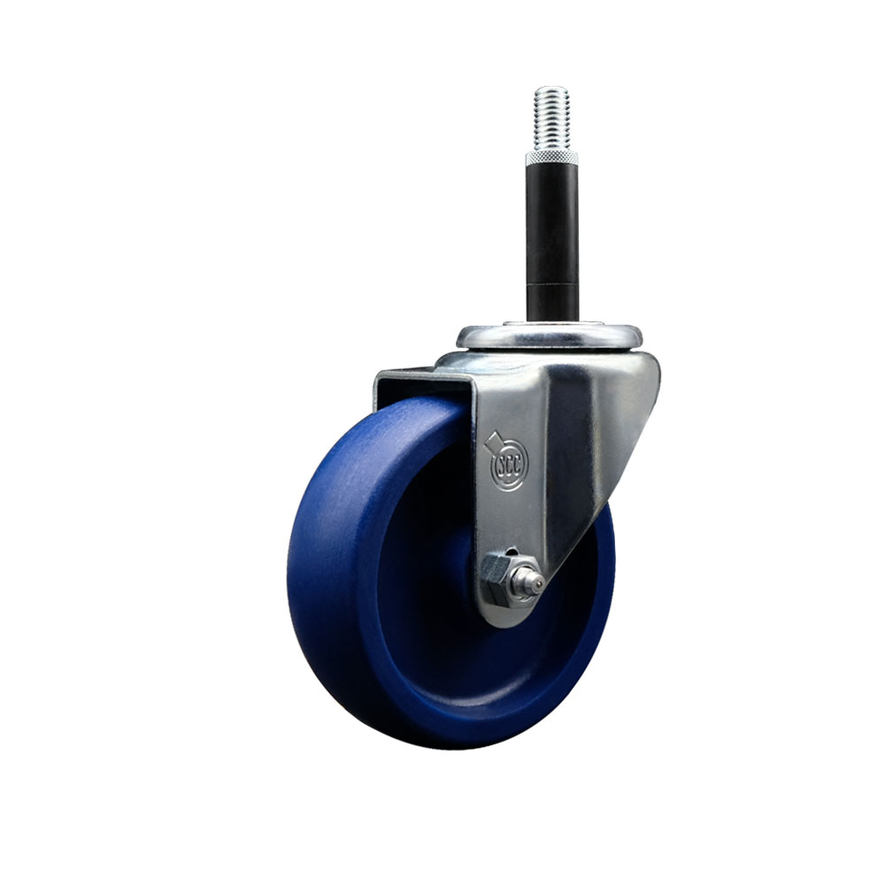 SCC-EX20S414-SPUS-34 Solid Polyurethane Expanding Stem Swivel Caster with 4 in. Blue Wheel & 0.75 in. Stem