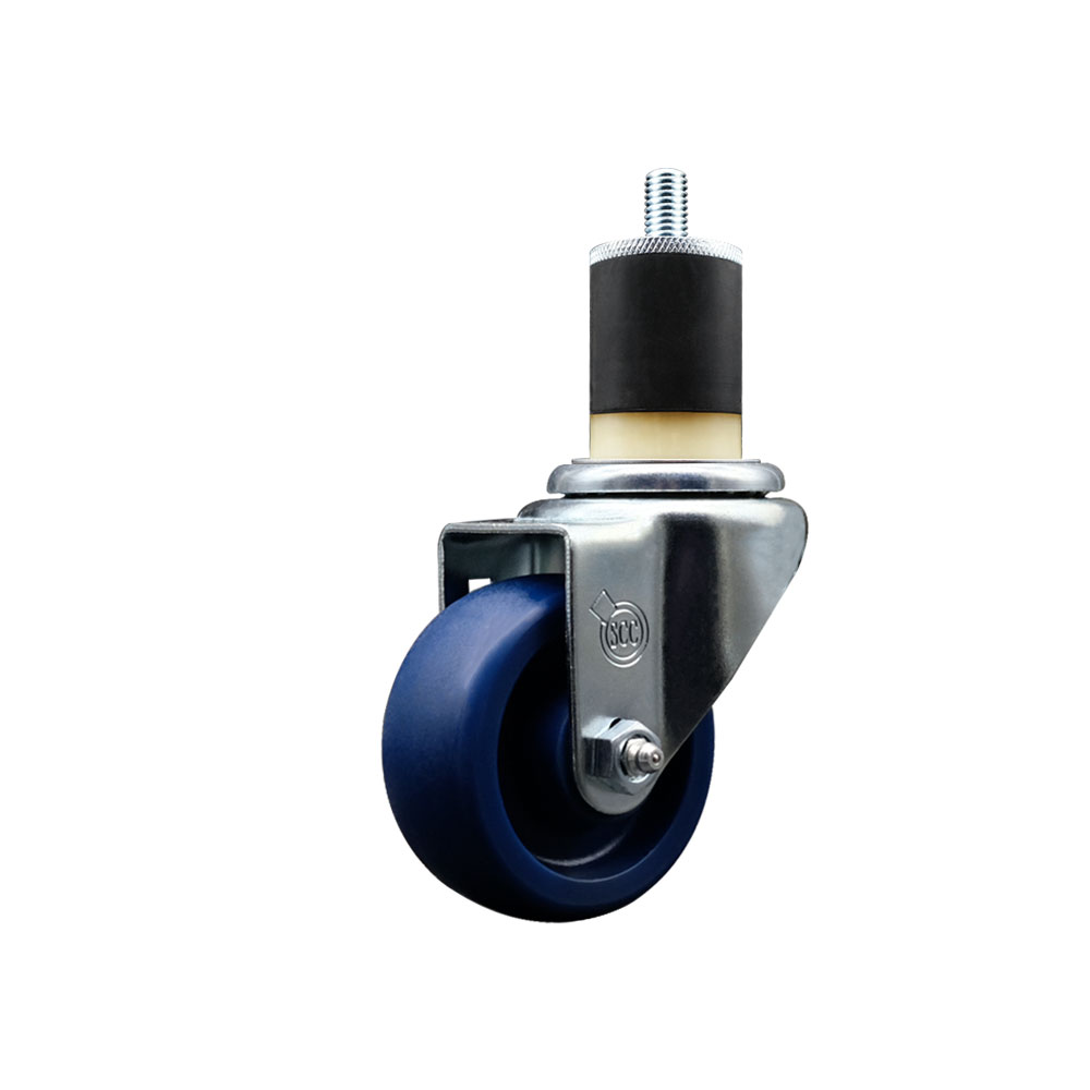 SCC-EX20S314-SPUS-178 Solid Polyurethane Expanding Stem Swivel Caster with 3 in. Blue Wheel & 1.87 in. Stem