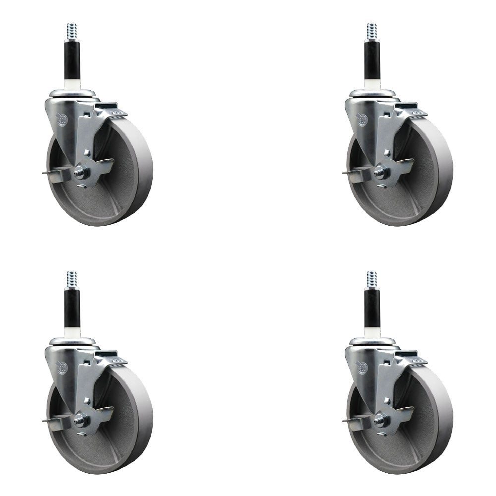 Semi Steel Swivel Caster - Silver - Set of 4 - 1200 lbs Capacity
