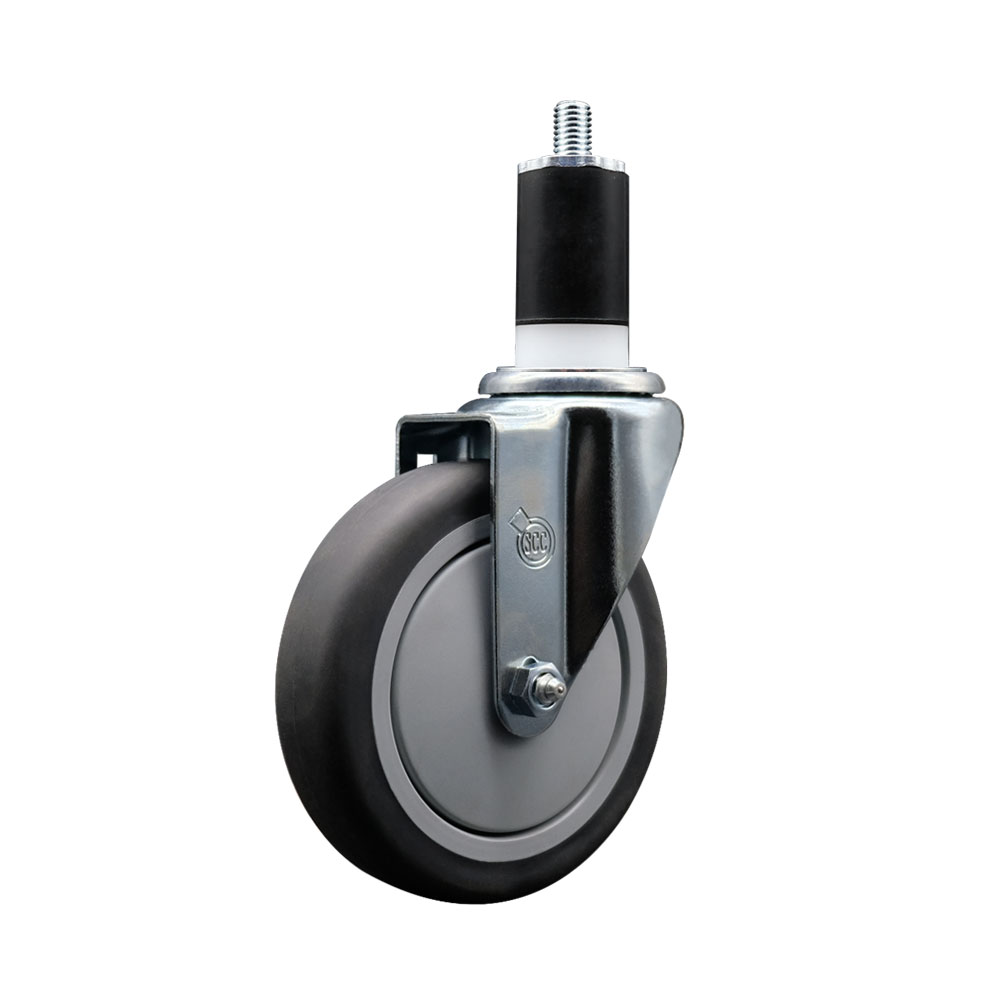 SCC-EX20S514-TPRB-112 Thermoplastic Rubber Swivel Expanding Stem Swivel Caster with 5 in. Gray Wheel & 1.5 in. Stem