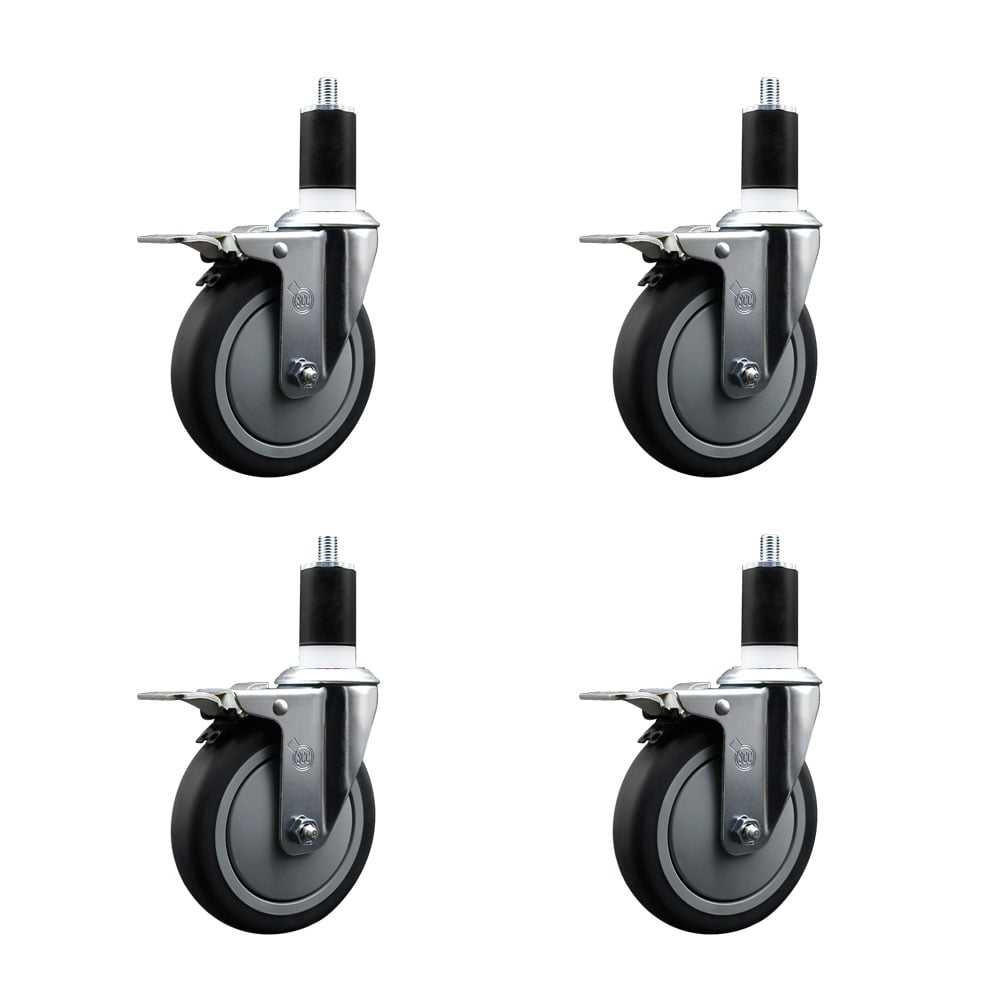 SCC-EXTTL20S514-TPRB-112-4 Thermoplastic Rubber Swivel Expanding Stem Caster with 5 in. Gray Wheels & 1.5 in. Stems - Set of 4