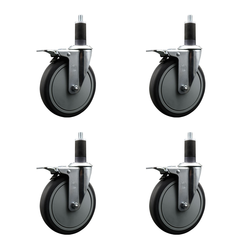 SCC-EXTTL20S614-TPRB-114-4 Thermoplastic Rubber Swivel Expanding Stem Caster with 6 in. Gray Wheels & 1.25 in. Stems - Set of 4