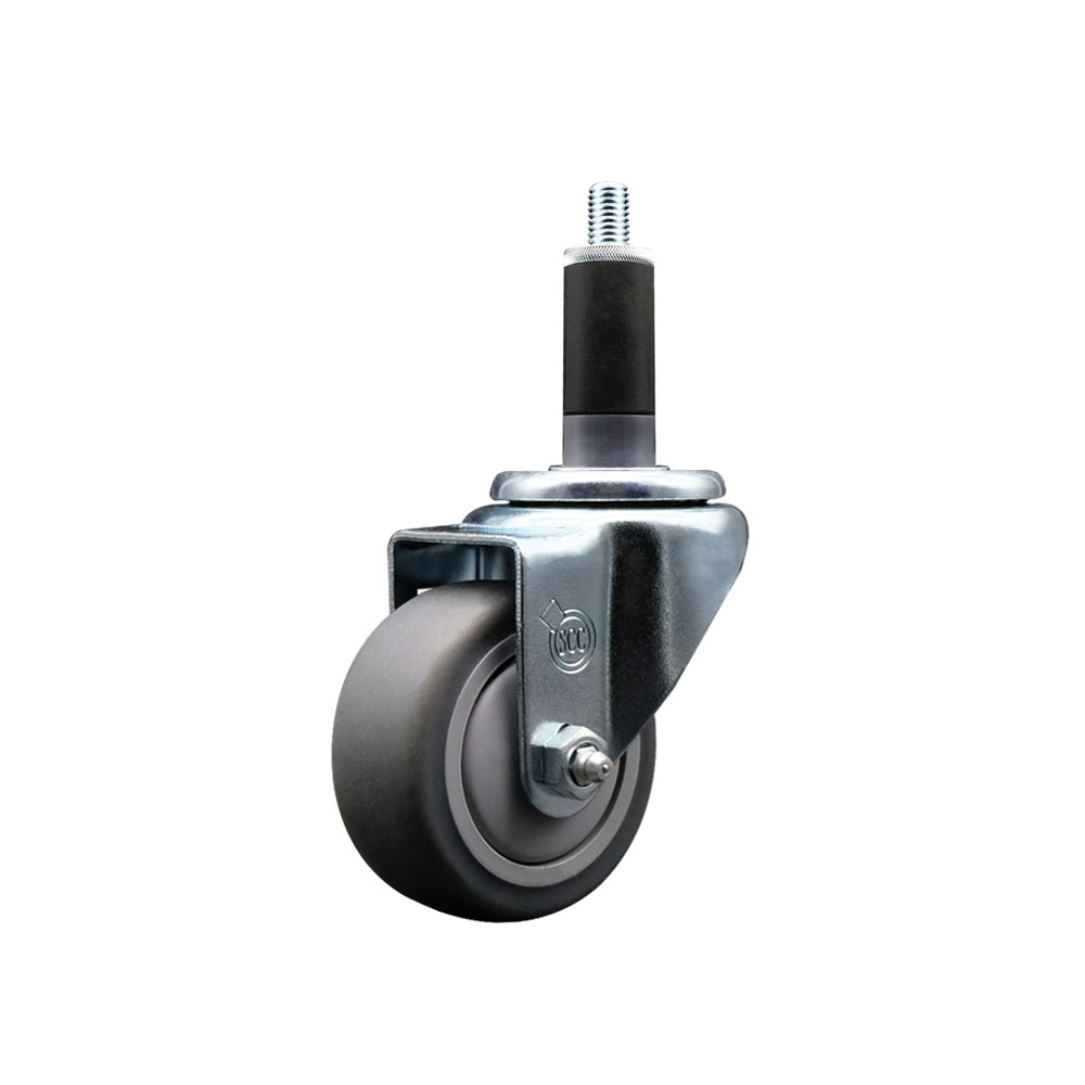 SCC-SSEX20S314-TPRB-118 Stainless Steel Thermoplastic Rubber Swivel Expanding Stem Swivel Caster with 3 in. Gray Wheel & 1.13 in. Stem