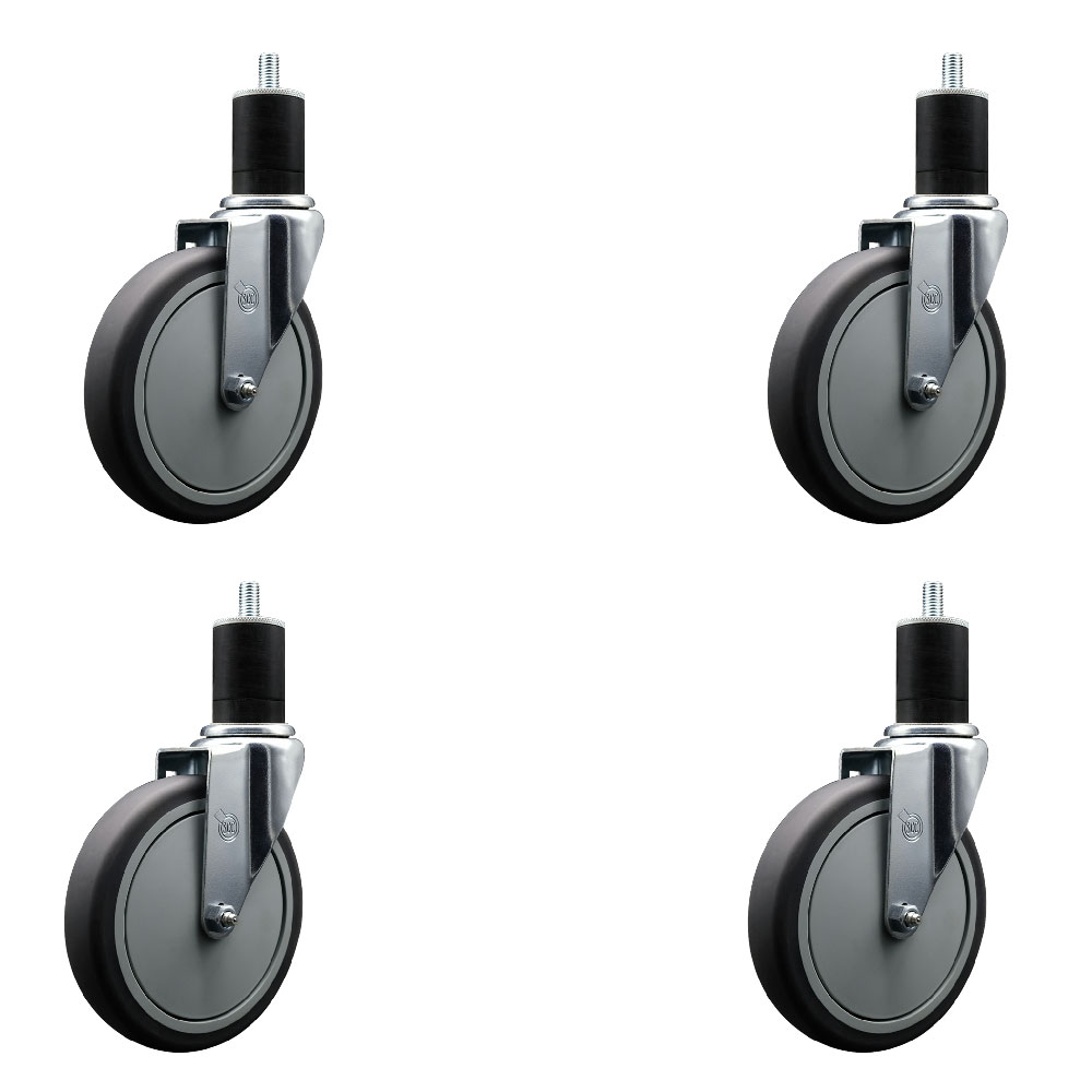 SCC-EX20S614-TPRB-134-4 Thermoplastic Rubber Swivel Expanding Stem Caster with 6 in. Gray Wheels & 1.75 in. Stems - Set of 4
