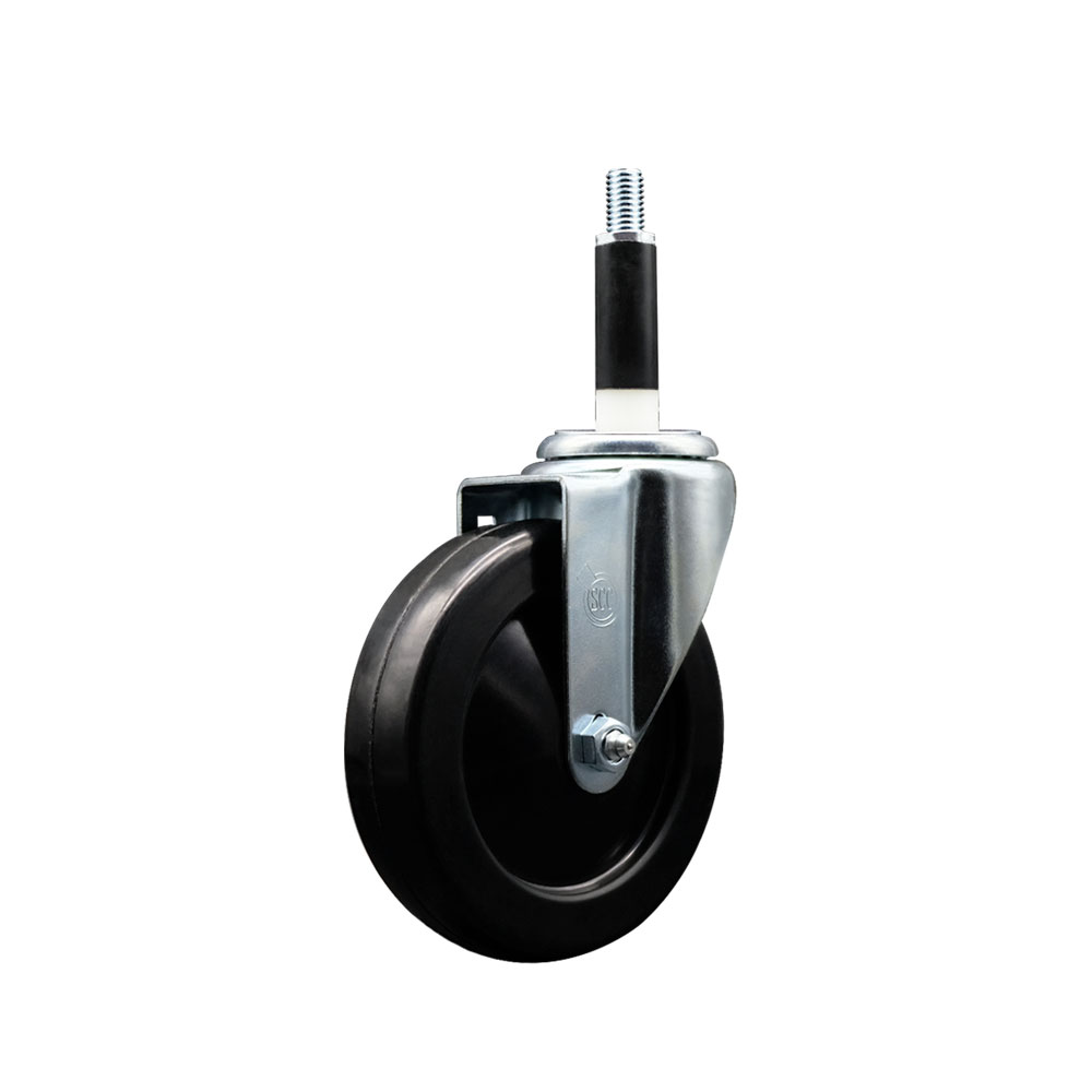SCC-EX20S514-SRS-78 Soft Rubber Expanding Stem Swivel Caster with 5 in. Black Wheel & 0.87 in. Stem
