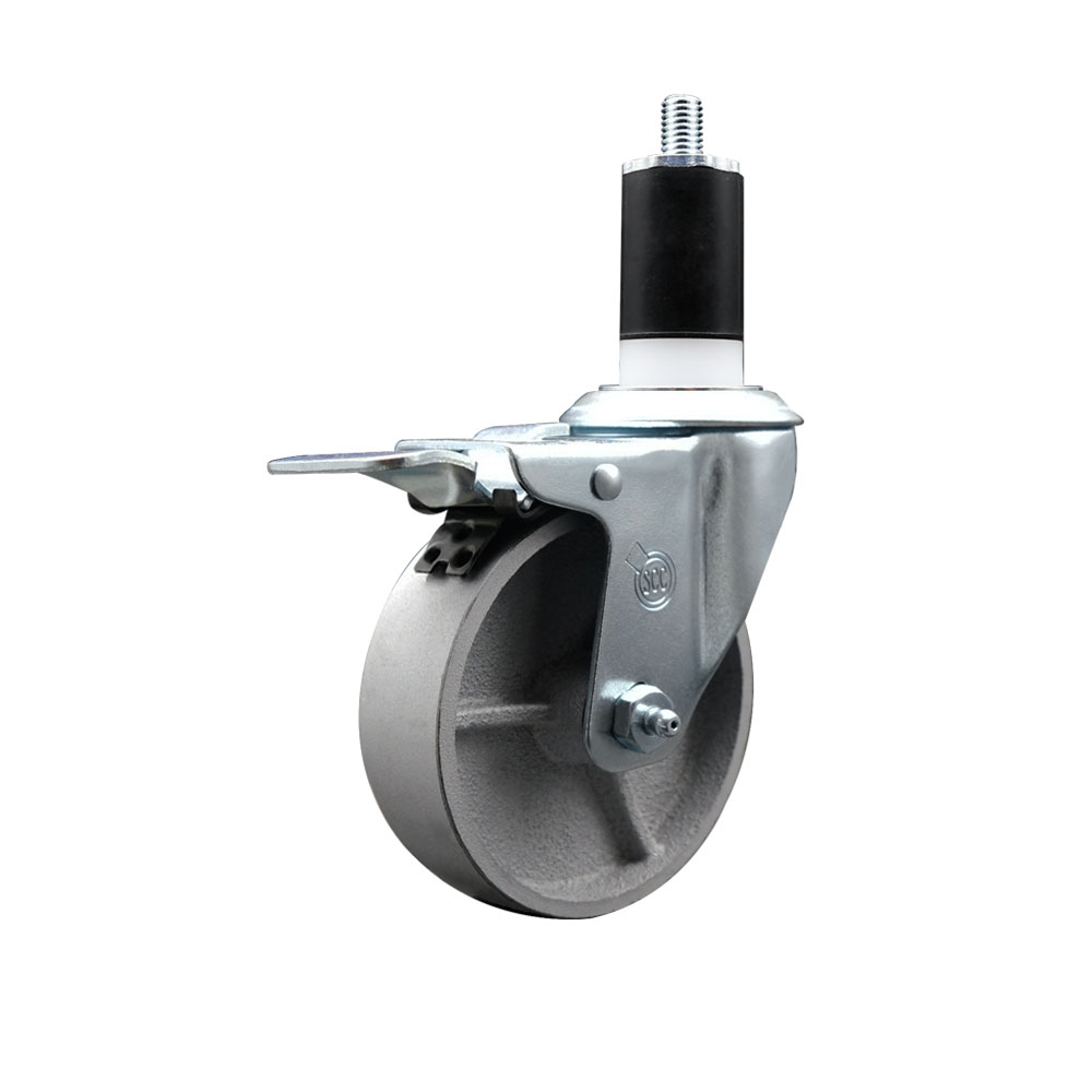 Semi Steel Swivel Caster - Silver - 4in. Wheel - Total Lock Brake