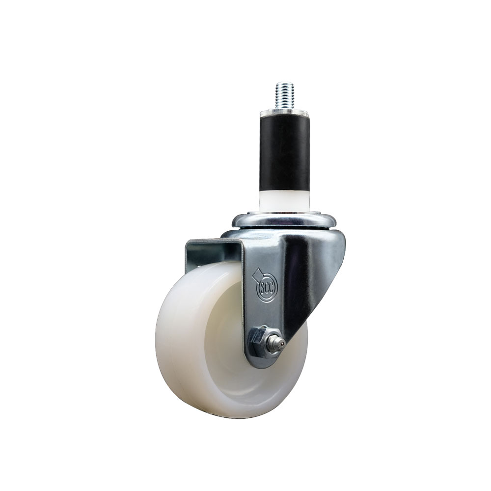 SCC-EX20S314-NYS-138 Nylon Expanding Stem Swivel Caster with 3 in. White Wheel & 1.38 in. Stem