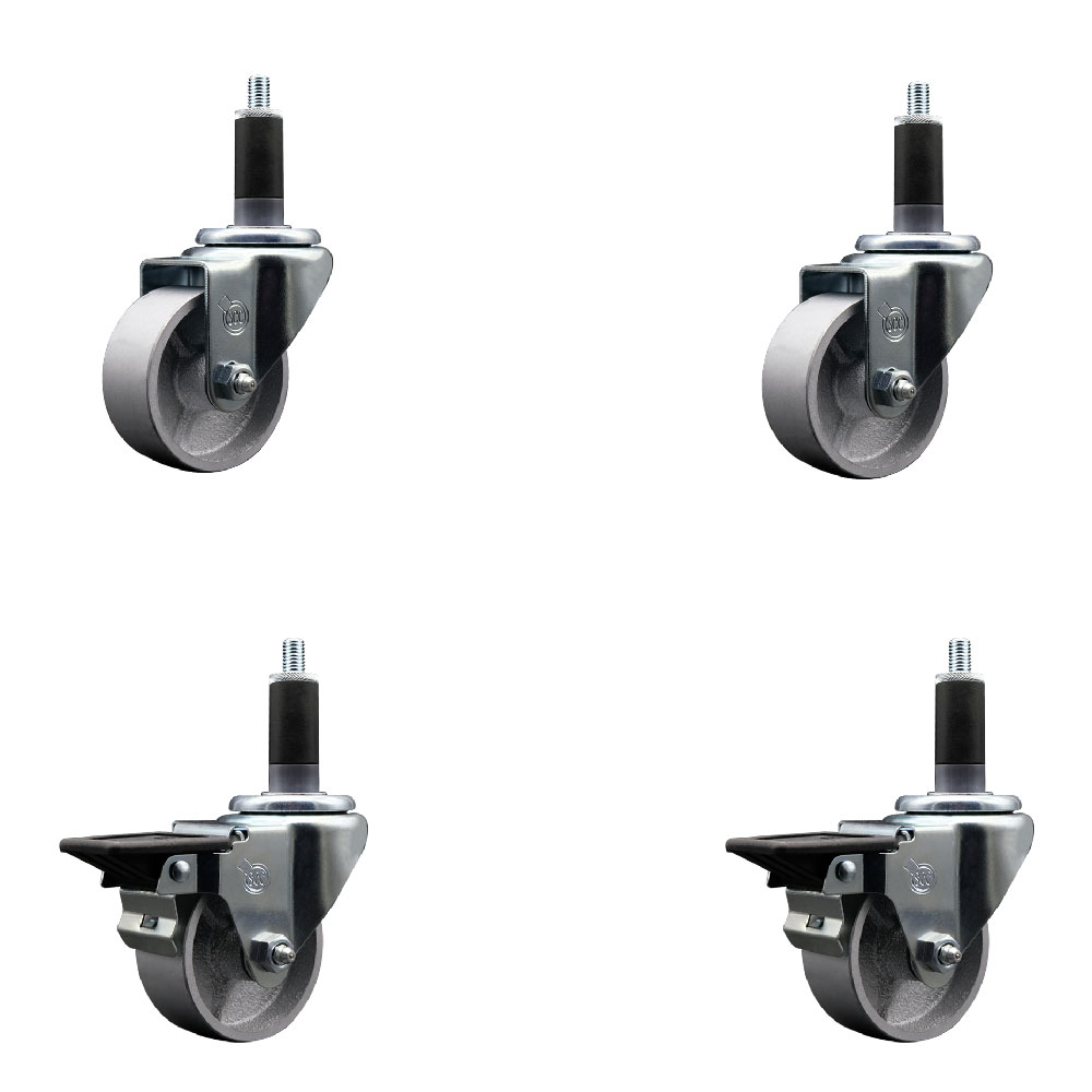 Semi Steel Swivel Caster - Silver - 3 x 1.5 in. - Set of 4 - 1200 lbs Capacity