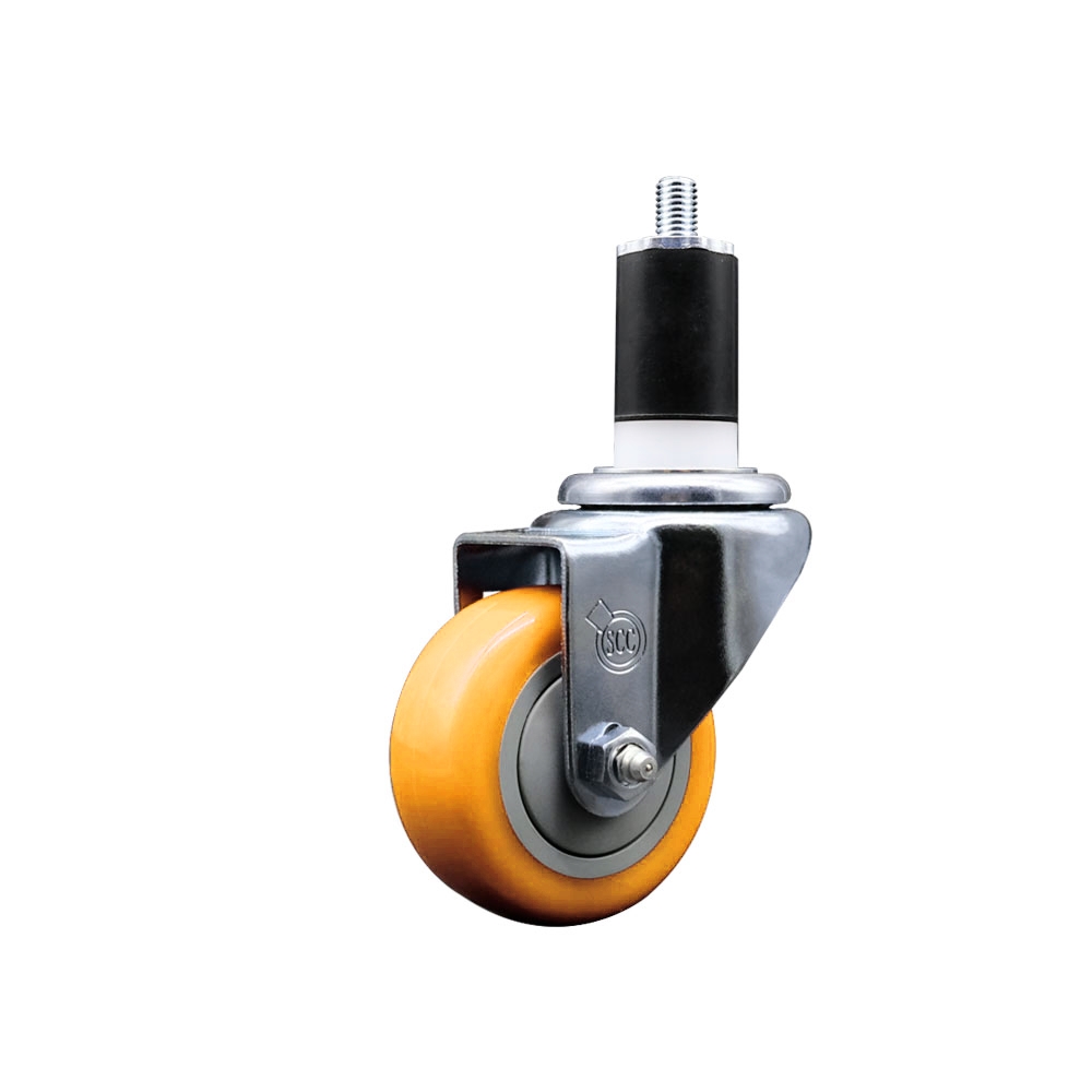 SCC-EX20S314-PPUB-YEL-112 Polyurethane Expanding Stem Swivel Caster with 3 in. Yellow Wheel & 1.5 in. Stem
