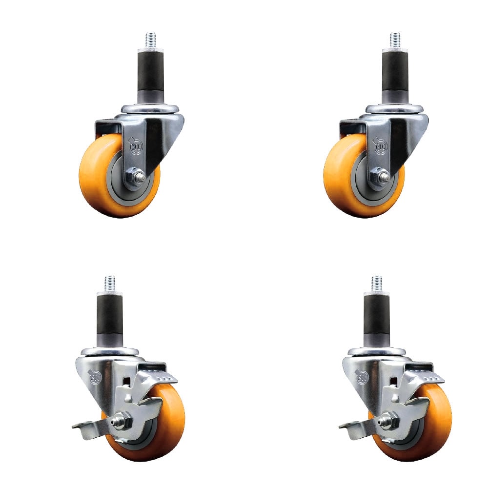 SCC-EX20S314-PPUB-YEL-2-TLB-2-114 Polyurethane Swivel Expanding Stem Caster with 3 in. Yellow Wheels & 1.25 in. Stems - Set of 4