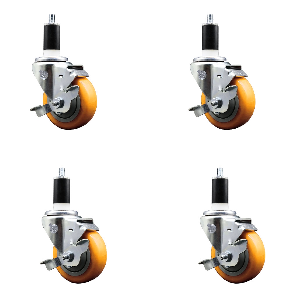 SCC-EX20S3514-PPUB-YEL-TLB-138-4 Polyurethane Swivel Expanding Stem Caster with 3.5 in. Yellow Wheels & 1.38 in. Stems - Set of 4