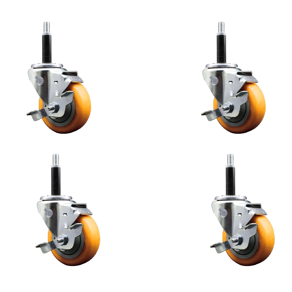 SCC-EX20S3514-PPUB-YEL-TLB-34-4 Polyurethane Swivel Expanding Stem Caster with 3.5 in. Yellow Wheels & 0.75 in. Stems - Set of 4