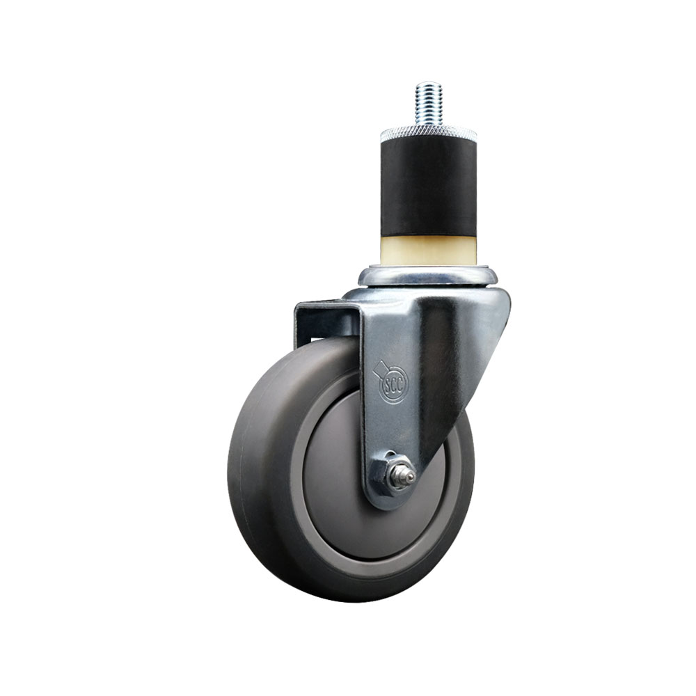 SCC-EX20S414-TPRB-178 Thermoplastic Rubber Swivel Expanding Stem Swivel Caster with 4 in. Gray Wheel & 1.87 in. Stem