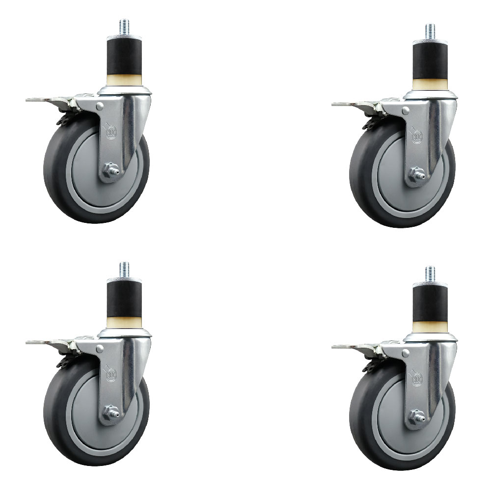 SCC-EXTTL20S514-TPRB-178-4 Thermoplastic Rubber Swivel Expanding Stem Caster with 5 in. Gray Wheels & 1.87 in. Stems - Set of 4