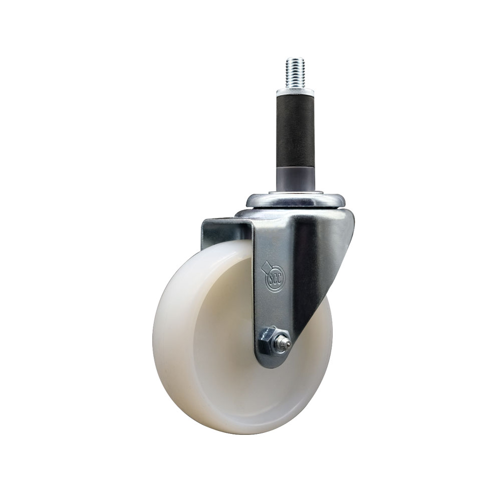 SCC-EX20S414-NYS-1 Nylon Expanding Stem Swivel Caster with 4 in. White Wheel & 1 in. Stem