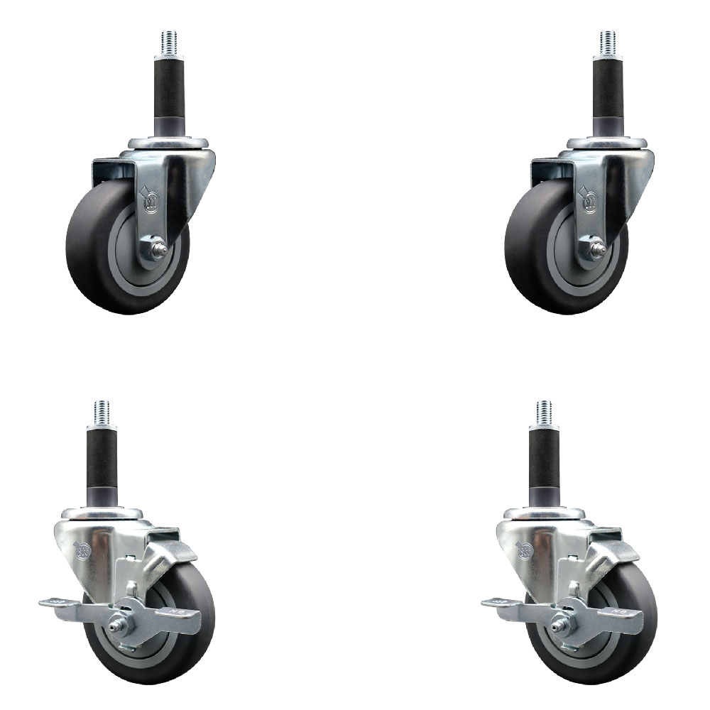 SCC-EX20S3514-TPRB-2-TLB-2-1 Thermoplastic Rubber Swivel Expanding Stem Caster with 3.5 in. Gray Wheels & 1 in. Stems - Set of 4