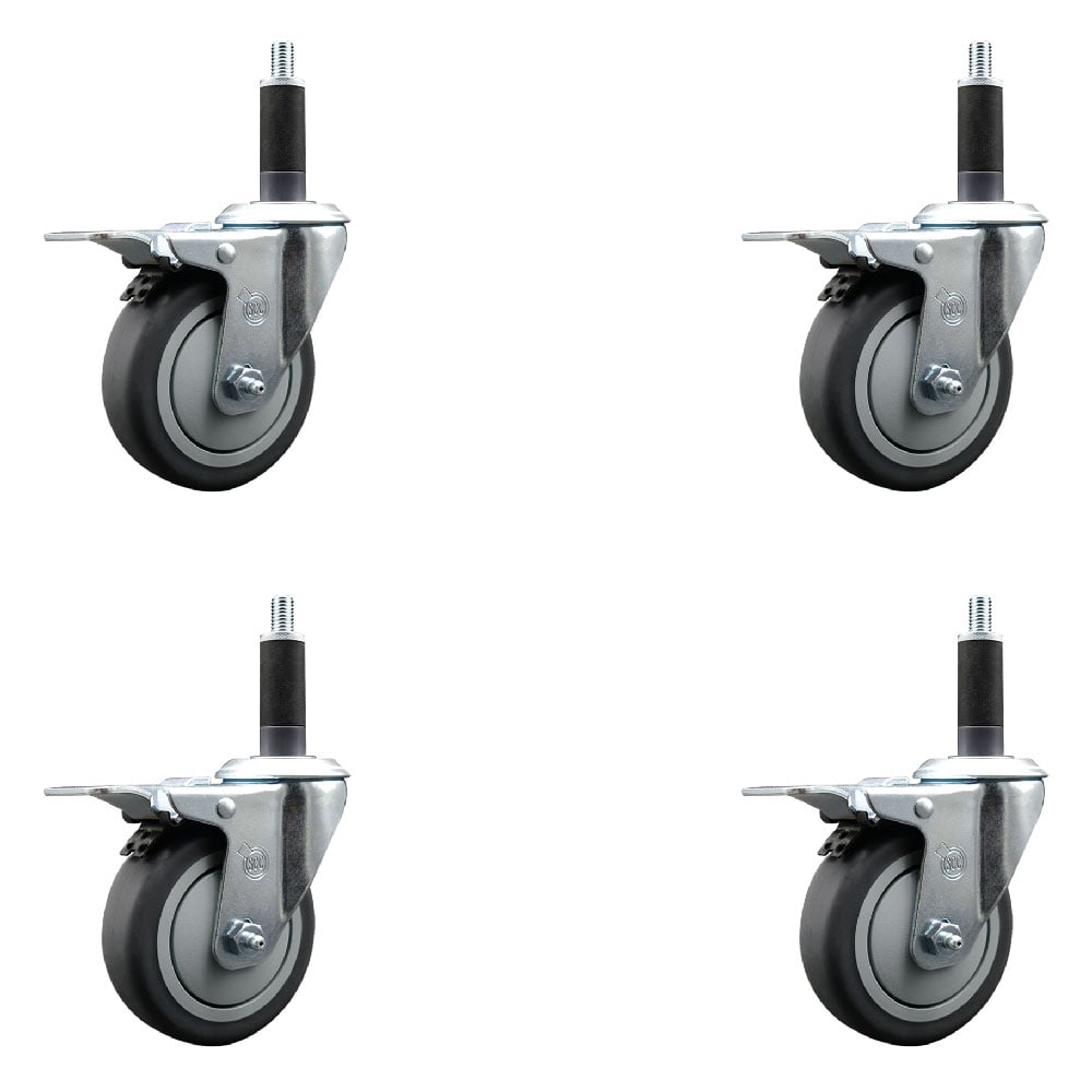 SCC-EXTTL20S414-TPRB-1-4 Thermoplastic Rubber Swivel Expanding Stem Caster with 4 in. Gray Wheels & 1 in. Stems - Set of 4
