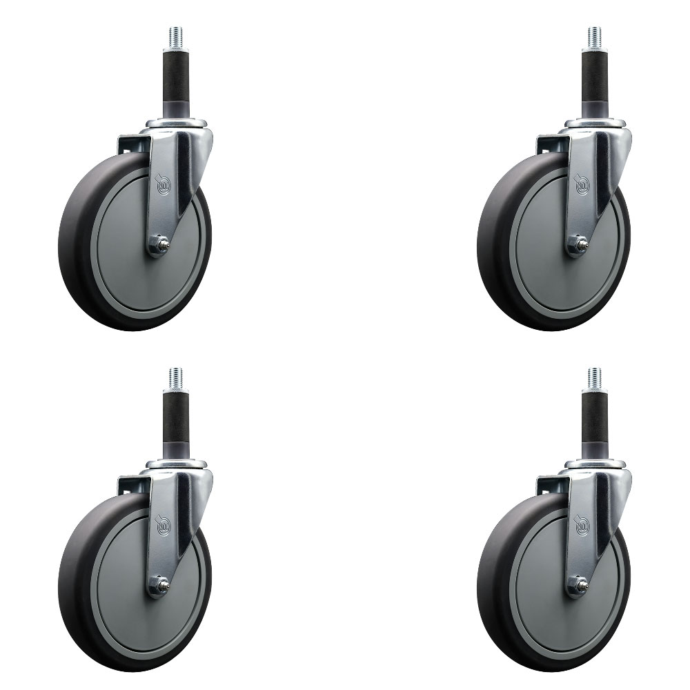SCC-EX20S614-TPRB-1-4 Thermoplastic Rubber Swivel Expanding Stem Caster with 6 in. Gray Wheels & 1 in. Stems - Set of 4