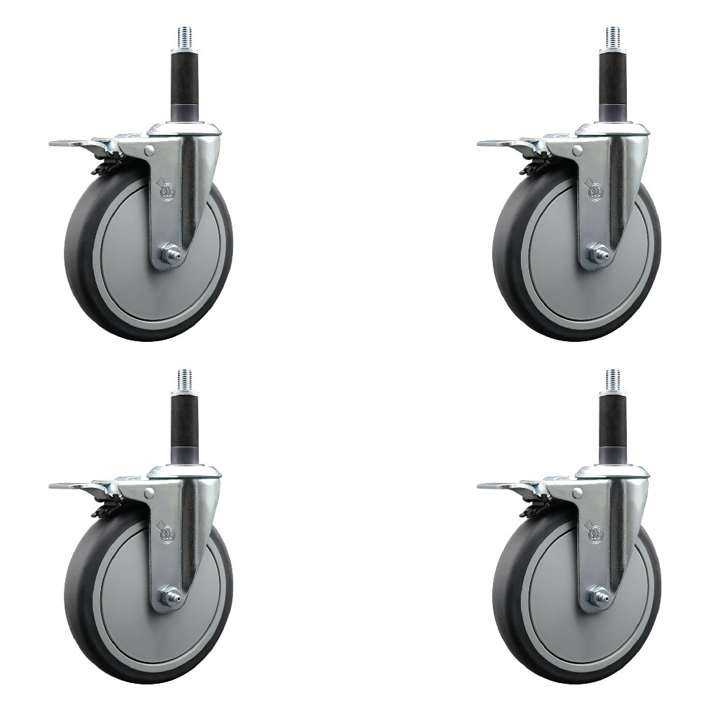 SCC-EXTTL20S614-TPRB-1-4 Thermoplastic Rubber Swivel Expanding Stem Caster with 6 in. Gray Wheels & 1 in. Stems - Set of 4