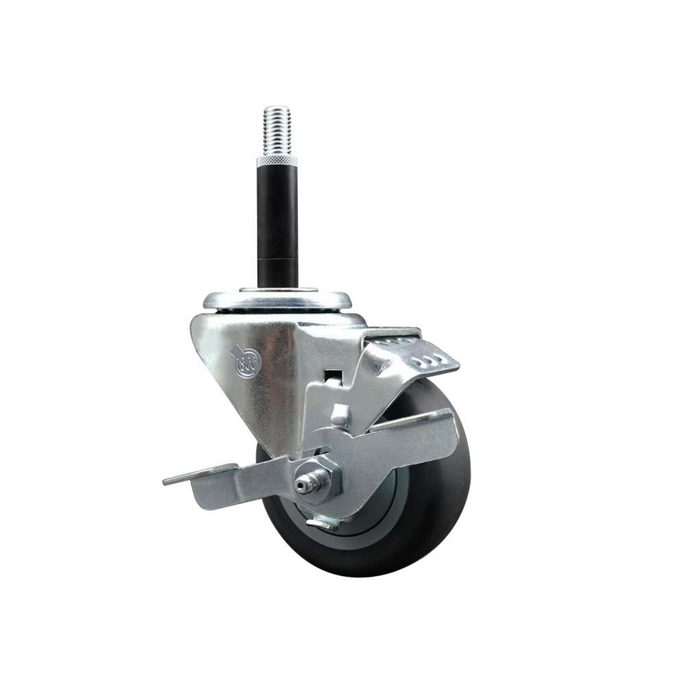 SCC-EX20S314-TPRB-TLB-34 Thermoplastic Rubber Swivel Expanding Stem Swivel Caster with 3 in. Gray Wheel & 0.75 in. Stem & Top Locking Brake