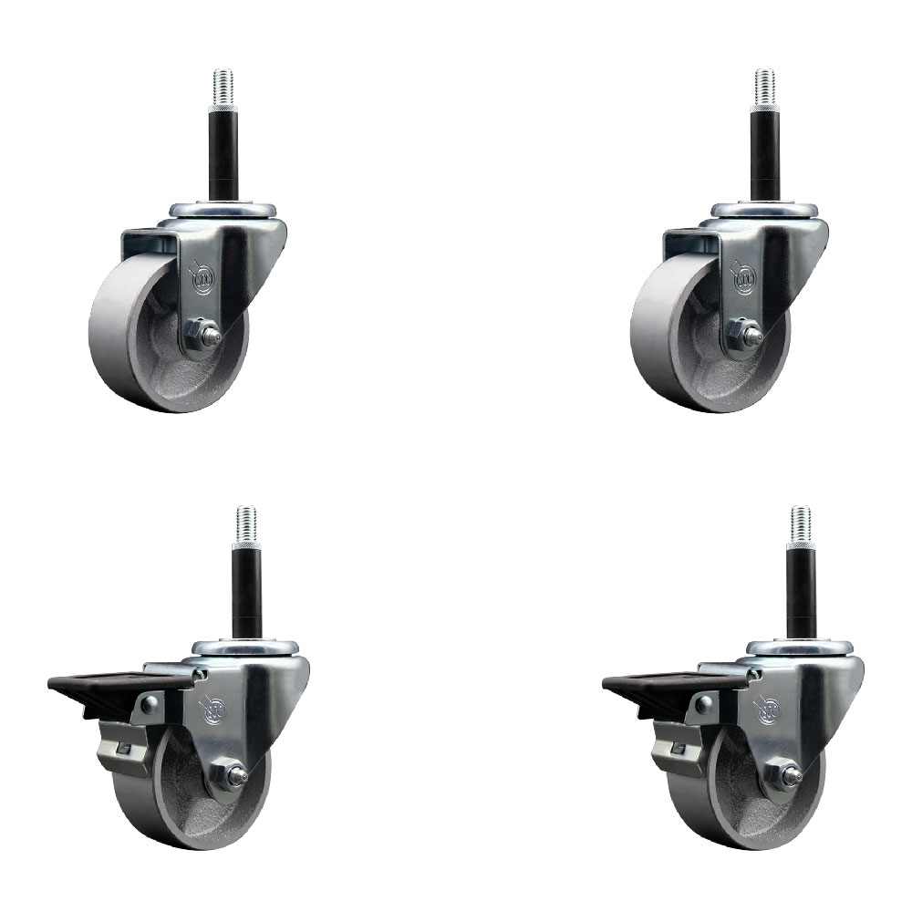 Semi Steel Swivel Caster - Silver - 3 x 1.5 in. - Set of 4 - 1200 lbs Capacity