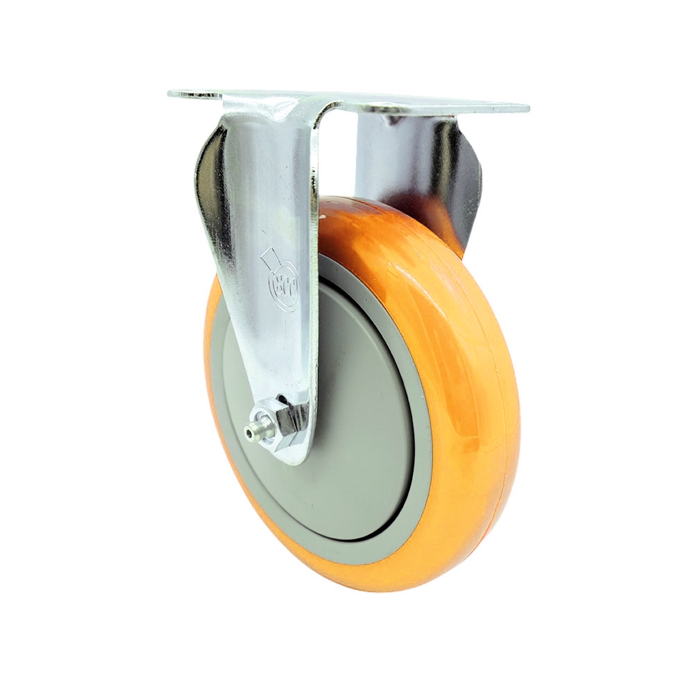 Polyurethane Rigid Top Plate Caster with 5 in. Yellow Caster Wheel - 316 Stainless Steel Caster