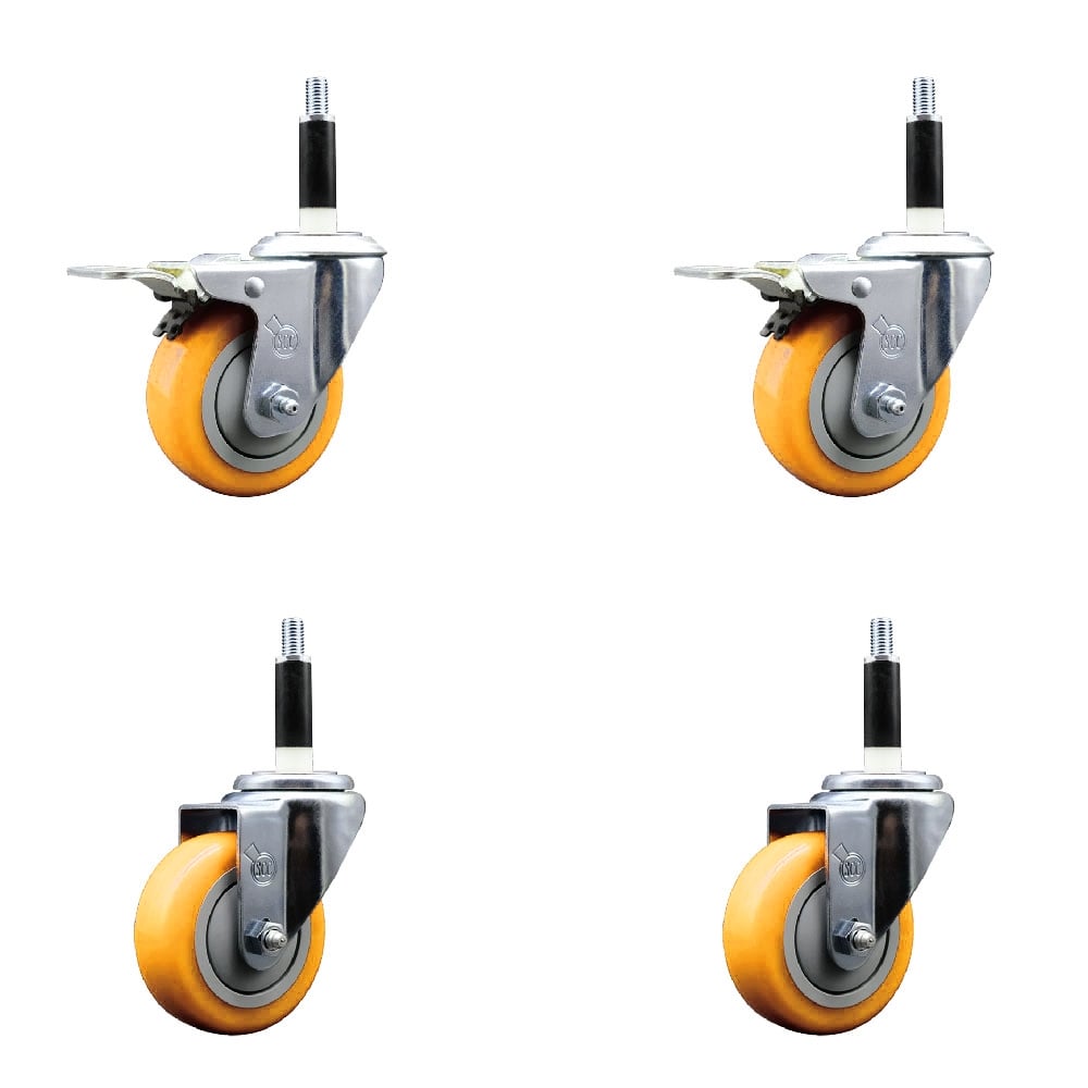 SCC-EXTTL20S3514-PPUB-YEL-2-S-2-78 Polyurethane Swivel Expanding Stem Caster with 3.5 in. Yellow Wheels & 0.87 in. Stems - Set of 4