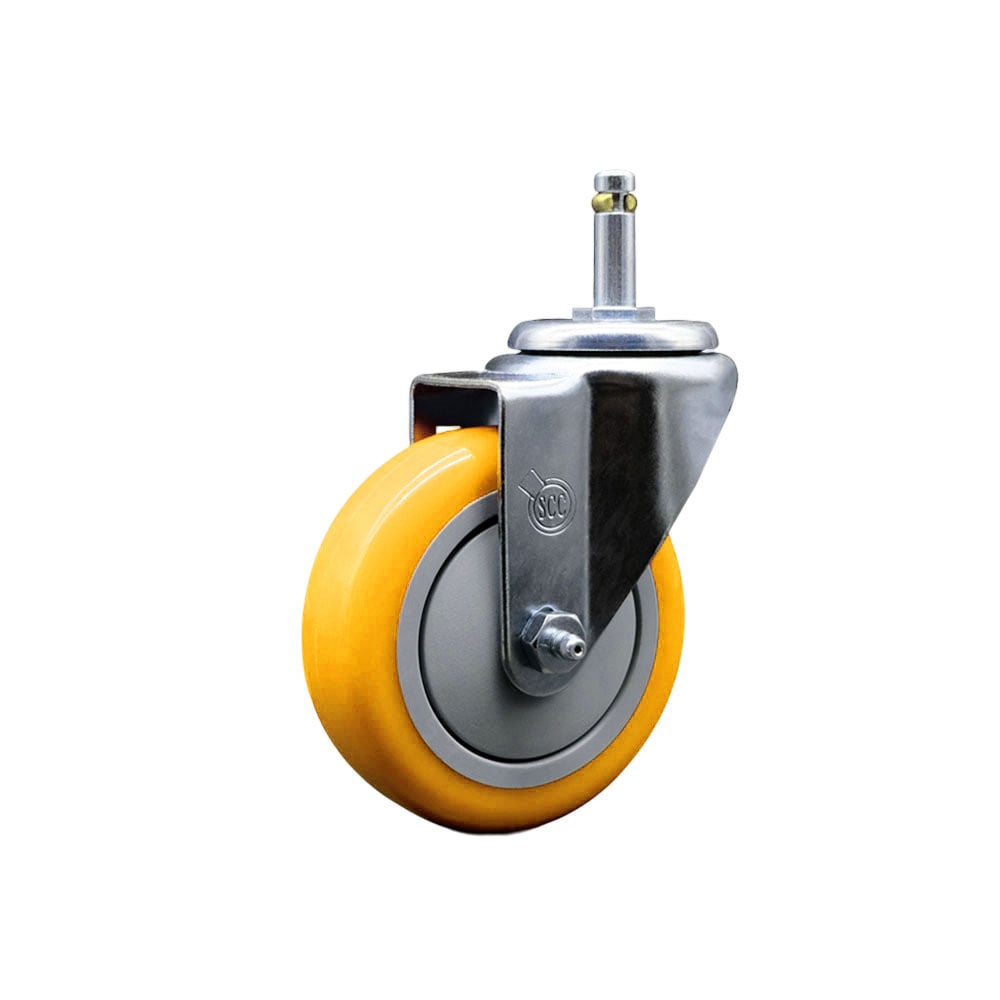 SCC-GR20S414-PPUB-YEL-716138 Polyurethane Swivel Grip Ring Stem Caster with 4 x 1.25 in. Yellow Wheel & 0.43 in. Stem