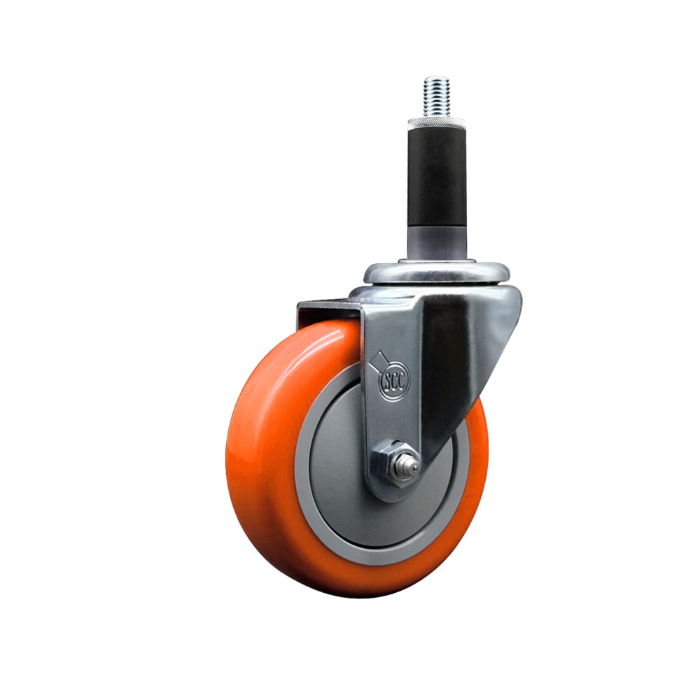 SCC-EX20S414-PPUB-ORG-118 Polyurethane Expanding Stem Swivel Caster with 4 in. Orange Wheel & 1.13 in. Stem