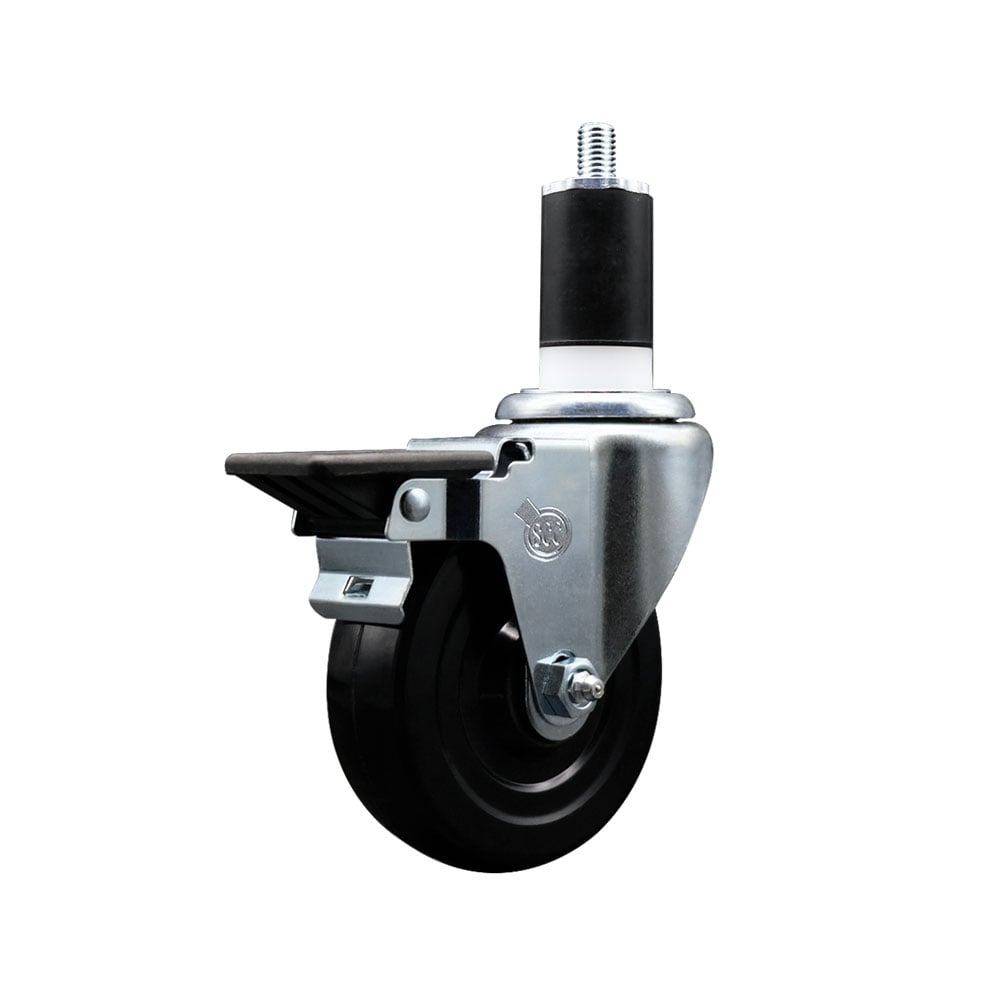 SCC-EX20S414-HRS-PLB-112 Hard Rubber Swivel Expanding Stem Caster with 4 x 1.25 in. Black Wheel & 1.5 in. Stem & Posi Locking Brake