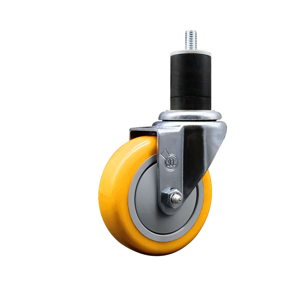 SCC-EX20S414-PPUB-YEL-134 Polyurethane Expanding Stem Swivel Caster with 4 in. Yellow Wheel & 1.75 in. Stem