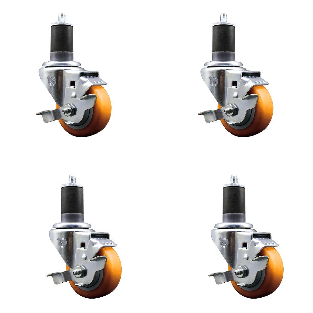 SCC-EX20S414-PPUB-YEL-2-TLB-2-114 Polyurethane Swivel Expanding Stem Caster with 4 in. Yellow Wheels & 1.25 in. Stems - Set of 4