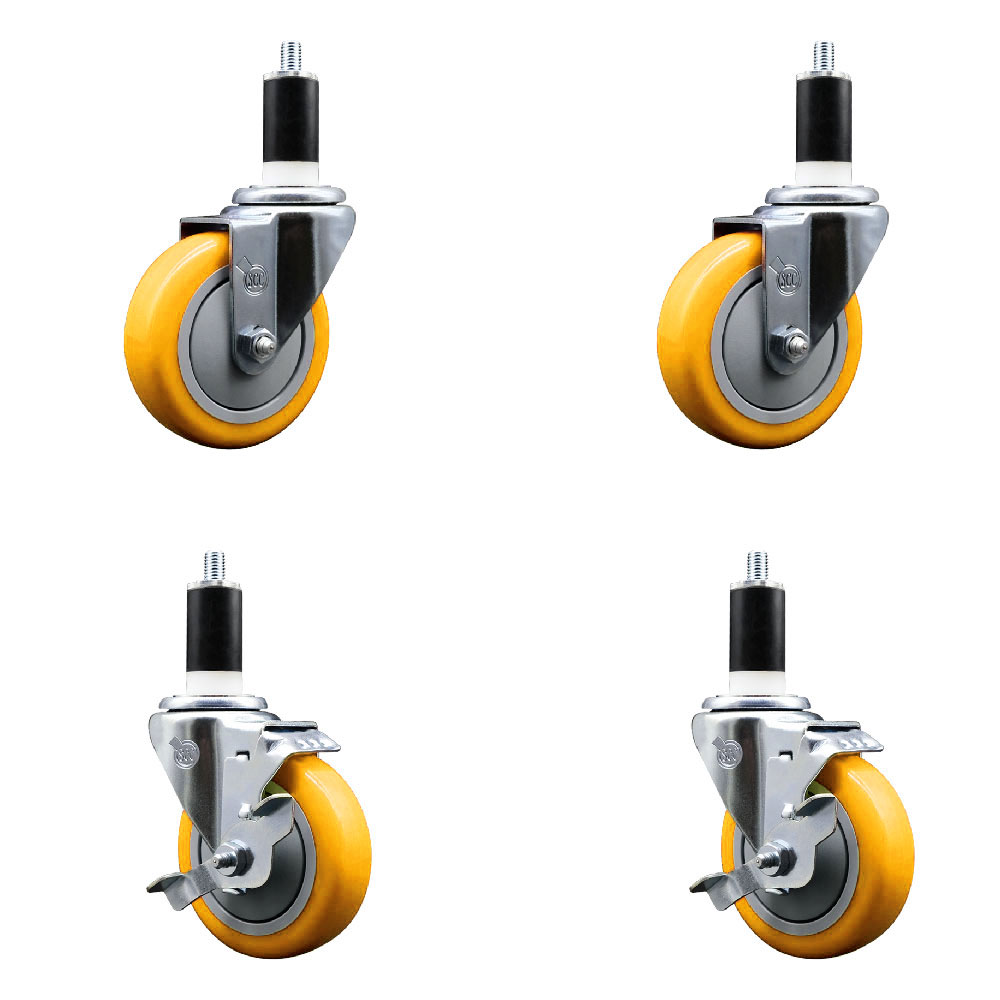SCC-EX20S414-PPUB-YEL-2-TLB-2-138 Polyurethane Swivel Expanding Stem Caster with 4 in. Yellow Wheels & 1.38 in. Stems - Set of 4