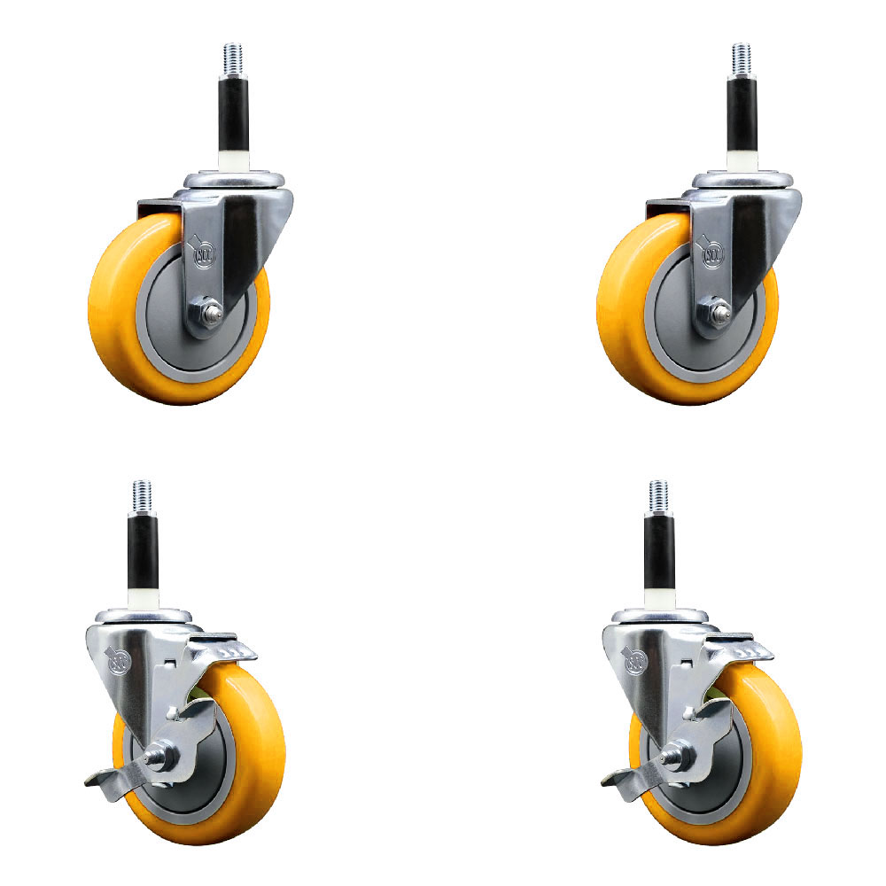 SCC-EX20S414-PPUB-YEL-2-TLB-2-78 Polyurethane Swivel Expanding Stem Caster with 4 in. Yellow Wheels & 0.87 in. Stems - Set of 4